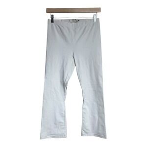 ELAINE KIM‎ Women White Flare Leggings Pants Elastic Waist Stretchy Casual